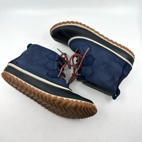 Sorel Out N About Leather Rain Boots Women's 7.5 Blue/Black Lace-Up Ankle NL2339 - Picture 3 of 7